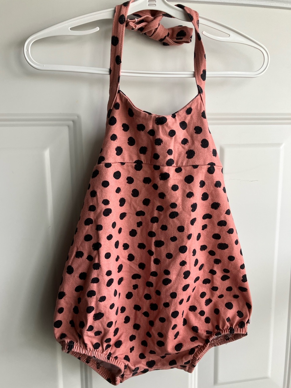 Little & lively bubble romper pink black polka dots 3T 4T